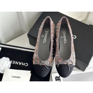 Chanel Tweed & Grosgrain Ballerinas Flat G02819 Pink/Grey 2023