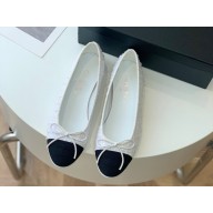 Chanel Tweed & Grosgrain Ballerinas Flat G02819 WHITE/BLACK 2023
