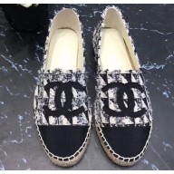 Chanel CC Logo Tweed Fabric Espadrilles G34436 Black 2019