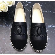Chanel CC Logo Lambskin and Suede Calfskin Espadrilles Black 2019