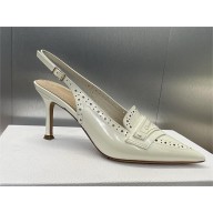 DIOR HEEL 8CM White Calfskin Boy Slingback Pump 2024