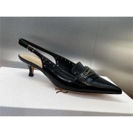 DIOR HEEL 4CM black Calfskin Boy Slingback Pump 2024