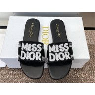 DIOR white and black embroidered cotton dway slide 2024