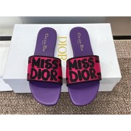 DIOR fuchsia and black embroidered cotton dway slide 2024