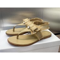 DIOR adiorable thong sandal beige in fringed grosgrain 2024