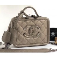 Chanel CC Filigree Grained Vanity Case Mini Bag A93342 Metallic Antique Silver