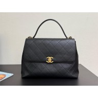 Chanel black Maxi Flap Bag with Top Handle AS5543 2025SS