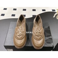 Chanel smooth sheepskin dark brown with CC logo loafers  2024 