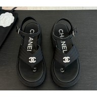 Chanel Sandals Grosgrain Black G46108 2024