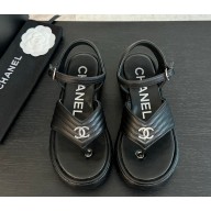 Chanel Sandals Lambskin Black G46108 2024