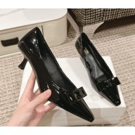 Celine women's patent leather pumps with bow in black heel 5cm 1127-2024