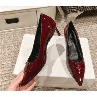 Celine women's patent leather pumps in burgundy heel 5cm 1127-2024