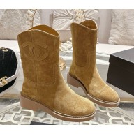 Chanel heel 4cm Suede Calfskin ankle Boots in beige 1115-2024