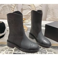 Chanel heel 4cm Calfskin ankle Boots in black 1115-2024