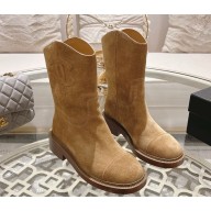 Chanel heel 4cm Suede Calfskin ankle Boots in brown 1115-2024