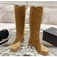 Chanel heel 4cm Suede Calfskin Knight boots in beige 1115-2024