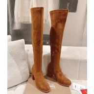 Christian Louboutin Stretchadoxa 70mm suede calfskin knee-high Boots brown 1115-2024
