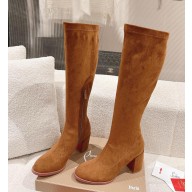 Christian Louboutin Stretchadoxa 70mm suede calfskin thigh Boots brown 1115-2024