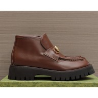 Gucci Women/men leather ankle boot with Horsebit 764206 Brown  2024