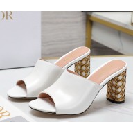 Dior Icon Heeled Slide white Calfskin heel 6cm 1115-2024