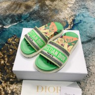 dior green Multicolor D-Flower Pop Cotton Embroidery Dway Slide 