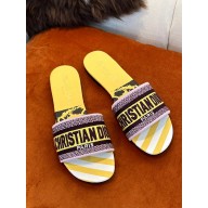 dior Bright Yellow and Pink D-Jungle Pop Cotton Embroidery Dway Slide 2022