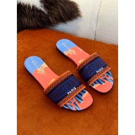 dior Blue Multicolor D-Flower Pop Cotton Embroidery Dway Slide 2022