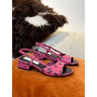 Chanel 3.5CM heel Printed Lambskin Sandals G38976 PINK 2022