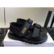Dior Dioract Sandal in black Fringed Cotton Canvas 2024