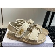 Dior Dioract Sandal in Ecru Fringed Cotton Canvas 2024