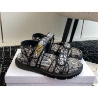 Dior Dioract Sandal in black and Navy Blue Technical Fabric with Plan de Paris Print 2024