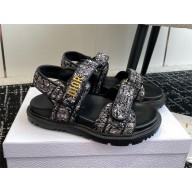 Dior Dioract Sandal in Black and White Houndstooth Tweed 2024