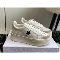 Dior White Calfskin and Suede Star Platform Sneaker 2024