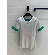 CHANEL Silver, Green & White COTTON T-SHIRT P78706 2025