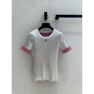 CHANEL Silver, PINK & White COTTON T-SHIRT P78706 2025