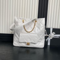 chanel shopping bag in WHITE Shiny Lambskin AS5315 2025