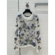 DIOR White Blended Cashmere Embroidered Sweater 2024