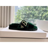 Prada Velvet slides 1XX715 laurel green 2024