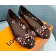 Louis Vuitton leather and Monogram Bow Popi Flat Ballerinas Coffee 2022