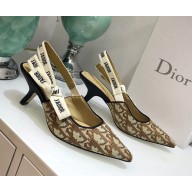 Dior J’Adior Slingback Heel 65mm Pump in Oblique Canvas Coffee Brown 2018