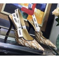 Dior J’Adior Slingback Heel 95mm Pump in Oblique Canvas Coffee Brown 2018