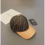 fendi Brown FF jacquard fabric baseball cap with semi-stiff leather peak 2023