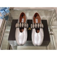 Alaïa Tribale embellished suede MARY JANE FLATS silver 2025
