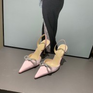 Mach & Mach 9cm heel Women's pink Satin Double Bow Pumps 