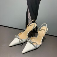 Mach & Mach 9cm heel Women's white Satin Double Bow Pumps 