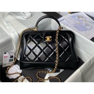 CHANEL Shiny Lambskin & Gold-Tone Metal black Small Bag with Top Handle AS4959 2024
