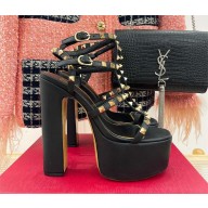 Valentino Garavani Rockstud platform leather sandals 155mm black 2023