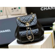 chanel mini sheepskin duma backpack AS2908 BLACK 2024(ORIGINAL QUALITY)