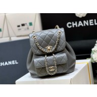 chanel mini sheepskin duma backpack AS2908 GRAY 2024(ORIGINAL QUALITY)