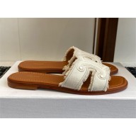 CELINE MARINA MULE IN FRINGED CANVAS white 2025
